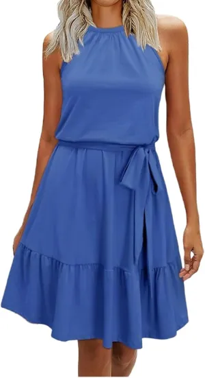 Halter Dresses for Women Summer Casual Mini Dress Wedding Guest Beach Vacation Short Dress Boho Sundresses Outfits