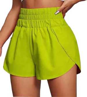 Hstyle Women's Quick-Dry Running Shorts Elastic High Waisted Workout Active Shorts Sport Athletic Shorts