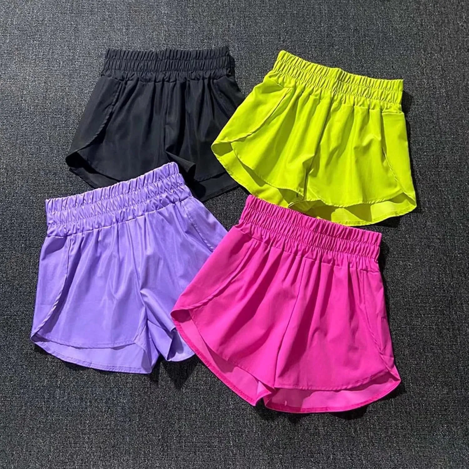 Hstyle Women's Quick-Dry Running Shorts Elastic High Waisted Workout Active Shorts Sport Athletic Shorts