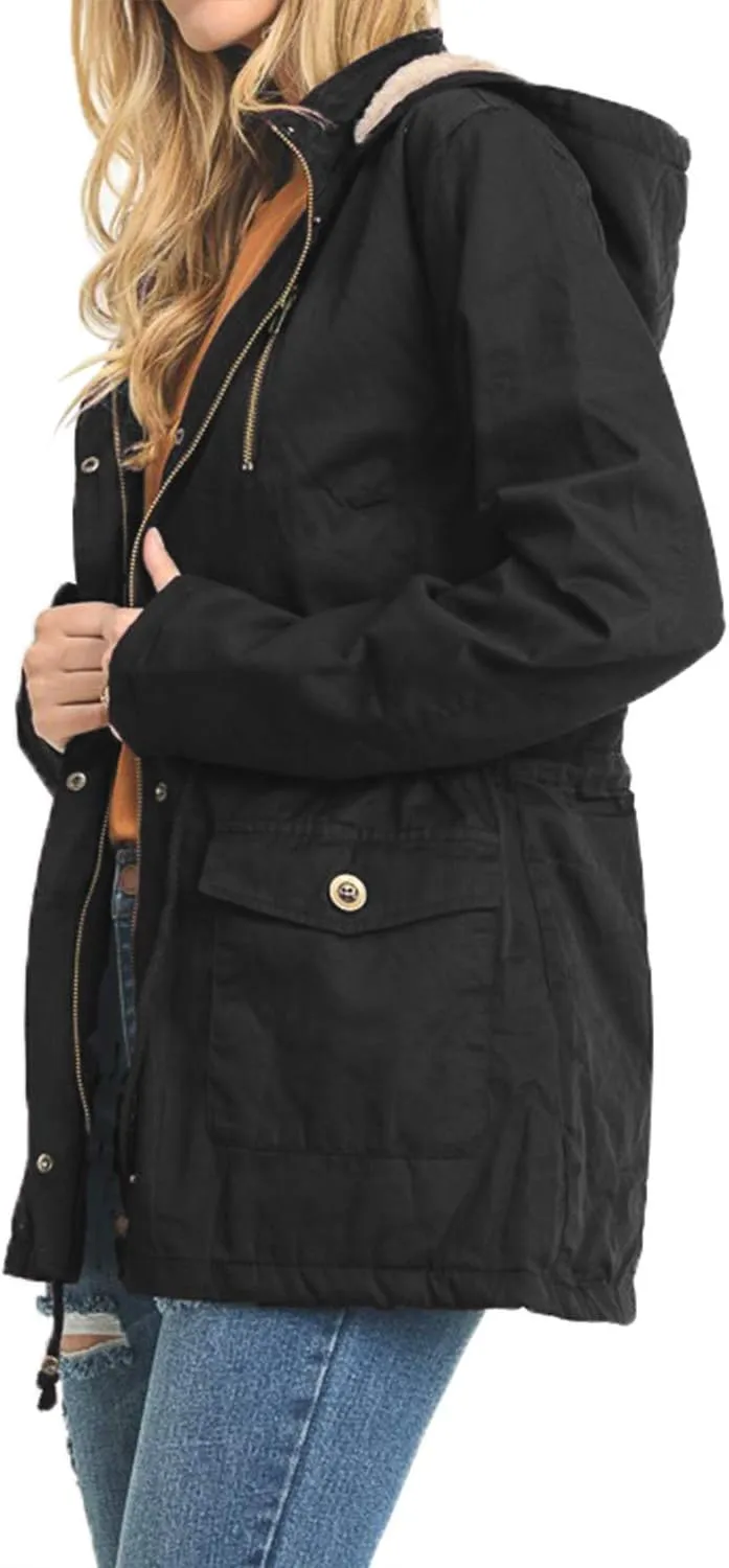 J. LOVNY Womens Zip Up Utility Anorak Safari Jacket Parka (S-3XL)
