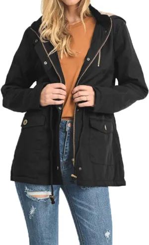 J. LOVNY Womens Zip Up Utility Anorak Safari Jacket Parka (S-3XL)
