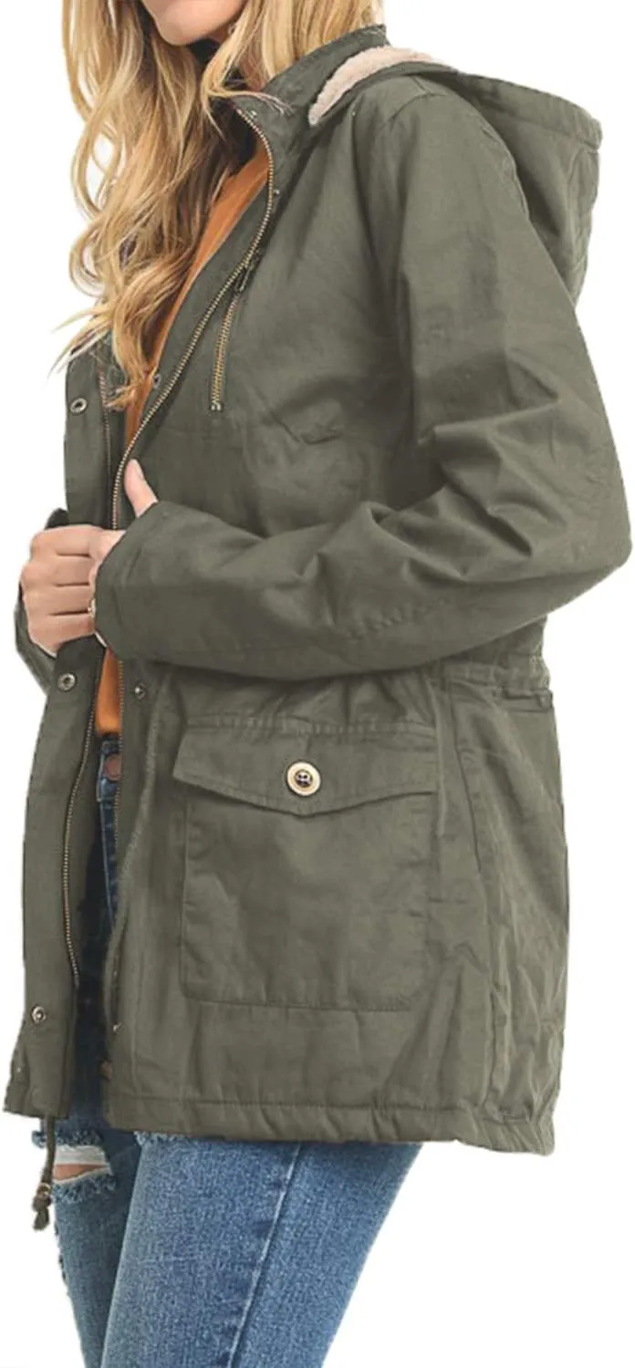 J. LOVNY Womens Zip Up Utility Anorak Safari Jacket Parka (S-3XL)