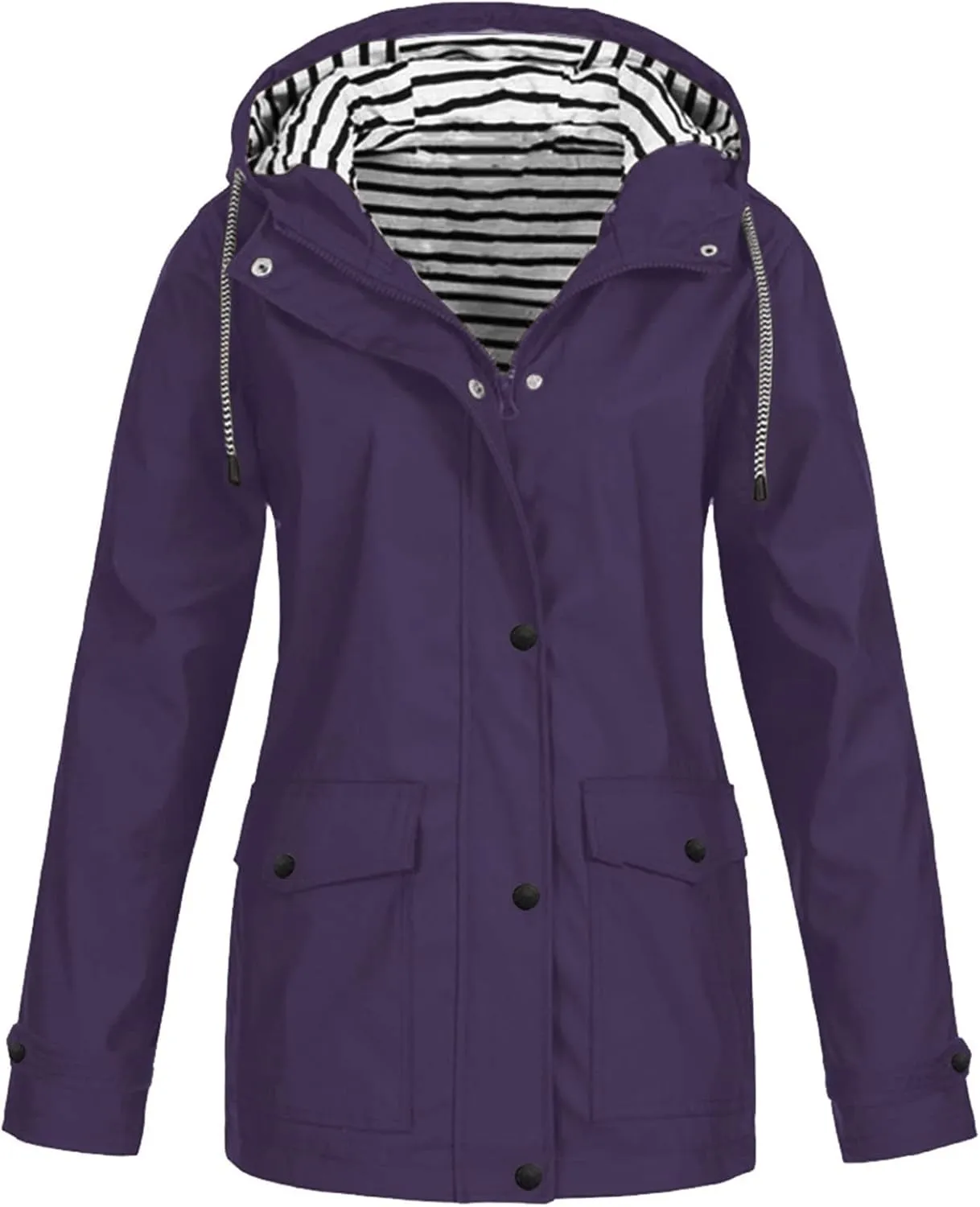 Jackets for Women Rain Coats for Women Casual Solid Color Outdoor Waterproof Raincoat Windproof Lightweight Jackets