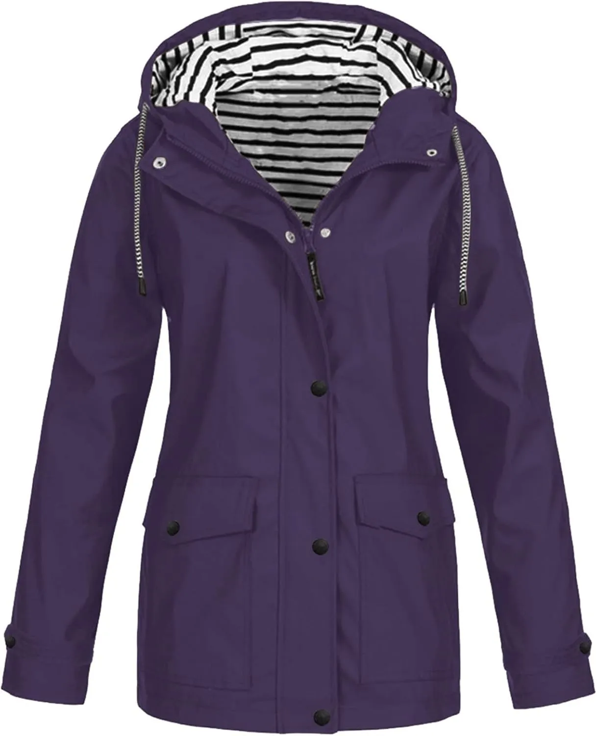 Jackets for Women Rain Coats for Women Casual Solid Color Outdoor Waterproof Raincoat Windproof Lightweight Jackets