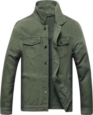 Jean Jacket Men, Men's Denim Jacket Distressed Ripped Slim Fit Stretch Trucker Jackets Classic Casual Denim Coat