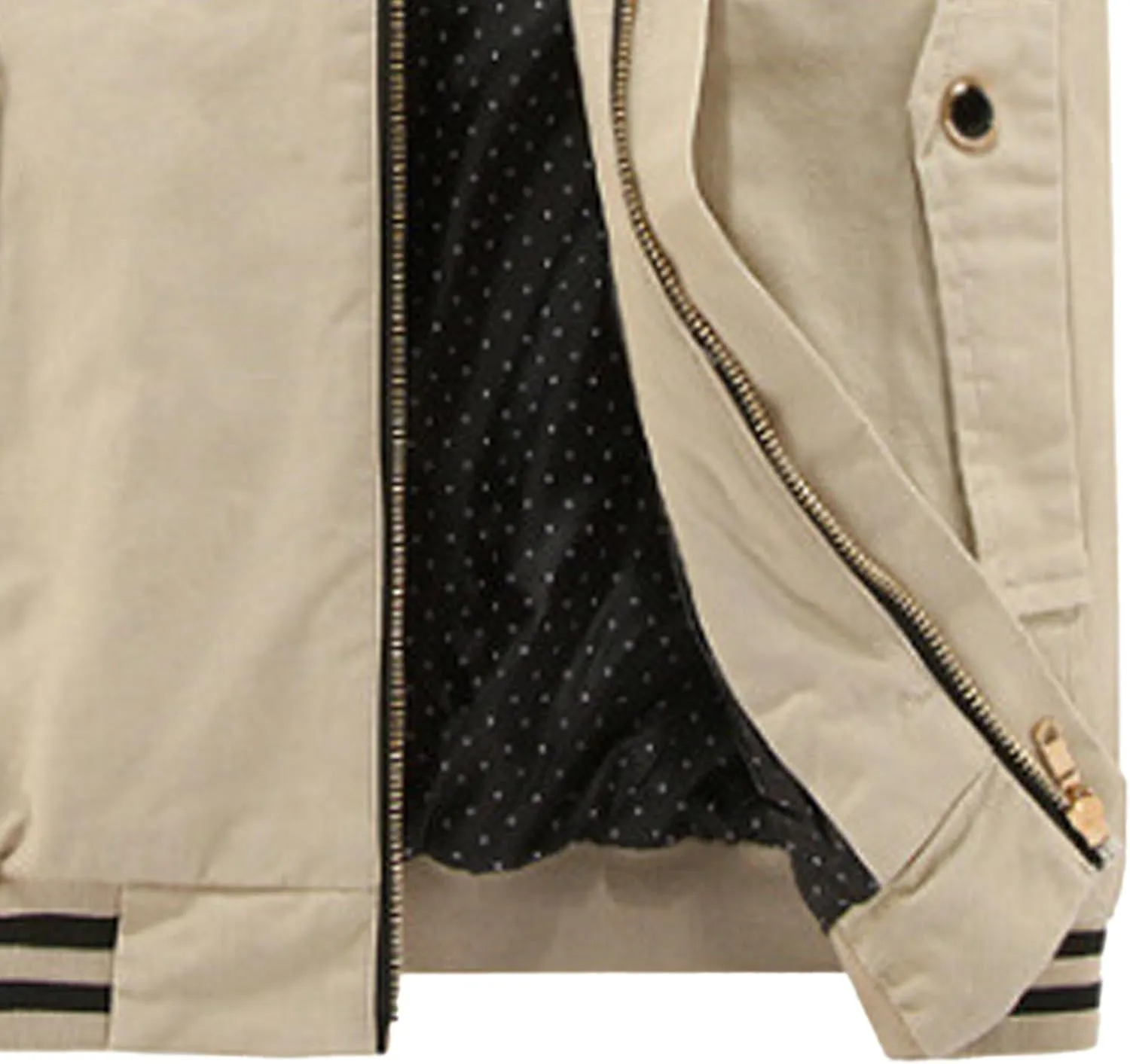 JEsilunmaMY Men's Slim Cargo Cotton Jacket Stand Collar Zipper Lightweight Jackets Casual Sportwear Rib Bomber Jackets