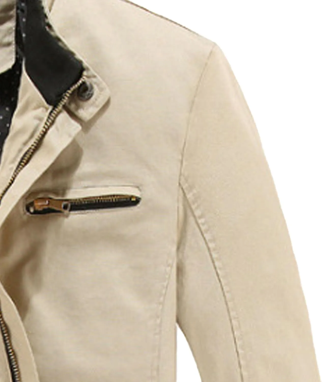 JEsilunmaMY Men's Slim Cargo Cotton Jacket Stand Collar Zipper Lightweight Jackets Casual Sportwear Rib Bomber Jackets