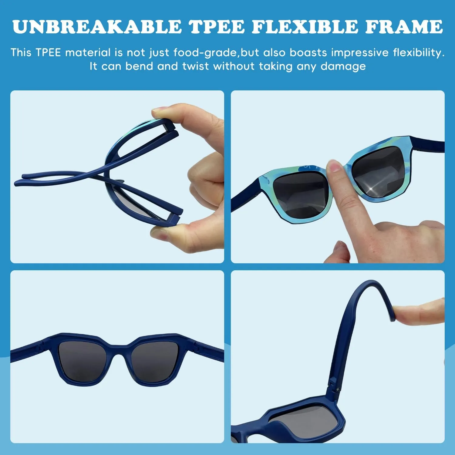Kids Polarized Sunglasses for Boys Girls Unbreakable Frame Teen Youth Child Sport Baseball Beach Glasses for Age 5-12