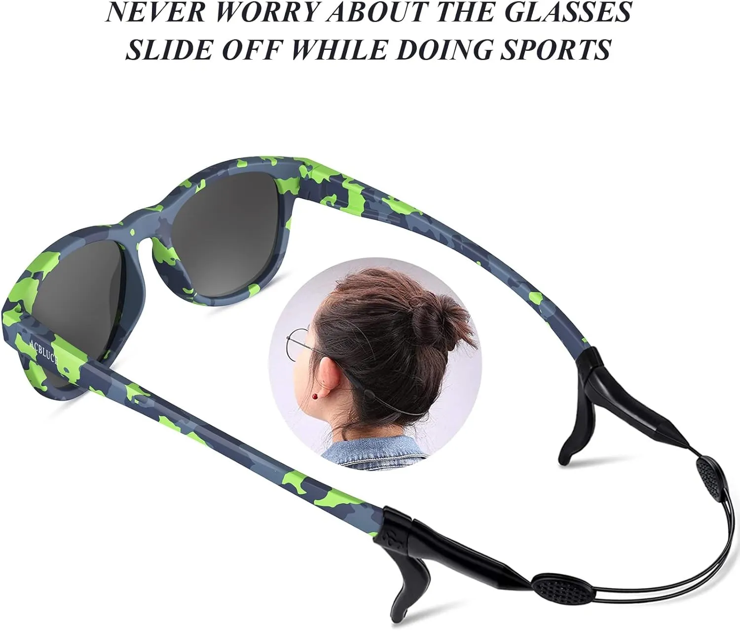 Kids Polarized Sunglasses Sport TPEE Unbreakable Frame with Adjustable Strap for Boys Girls Age 5-13
