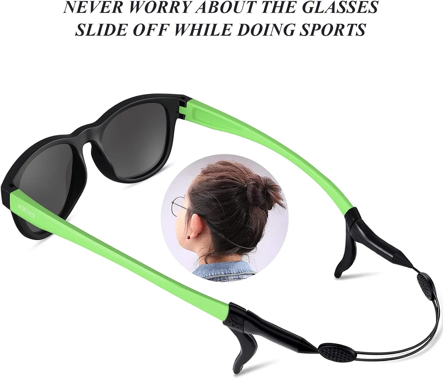 Kids Polarized Sunglasses Sport TPEE Unbreakable Frame with Adjustable Strap for Boys Girls Age 5-13