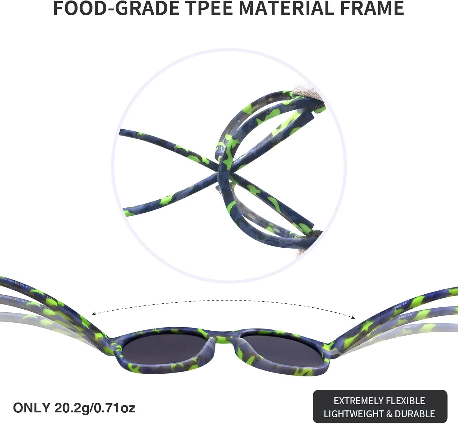 Kids Polarized Sunglasses Sport TPEE Unbreakable Frame with Adjustable Strap for Boys Girls Age 5-13