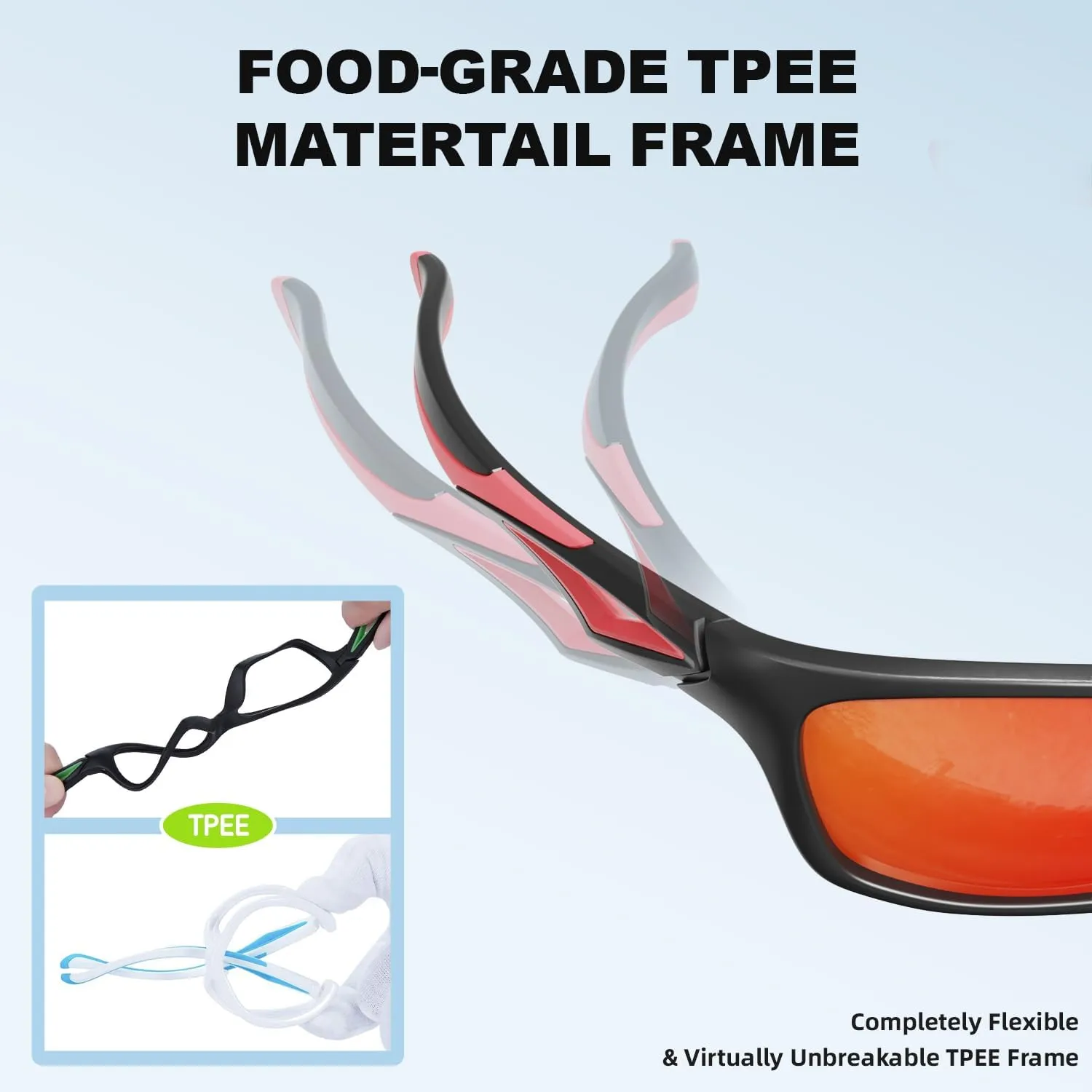 Kids Polarized Sunglasses TPEE Unbreakable Flexible Sport Glasses UV Protection for Boys Girls Age 3-7