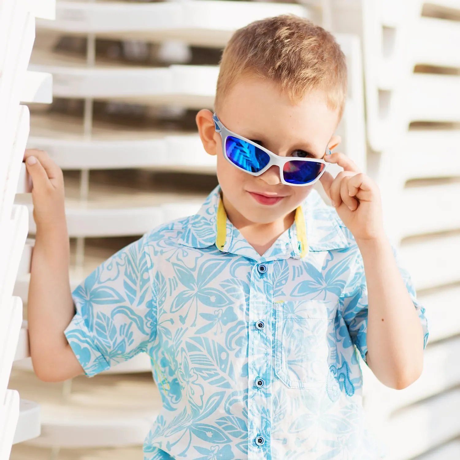 Kids Polarized Sunglasses TPEE Unbreakable Flexible Sport Glasses UV Protection for Boys Girls Age 3-7