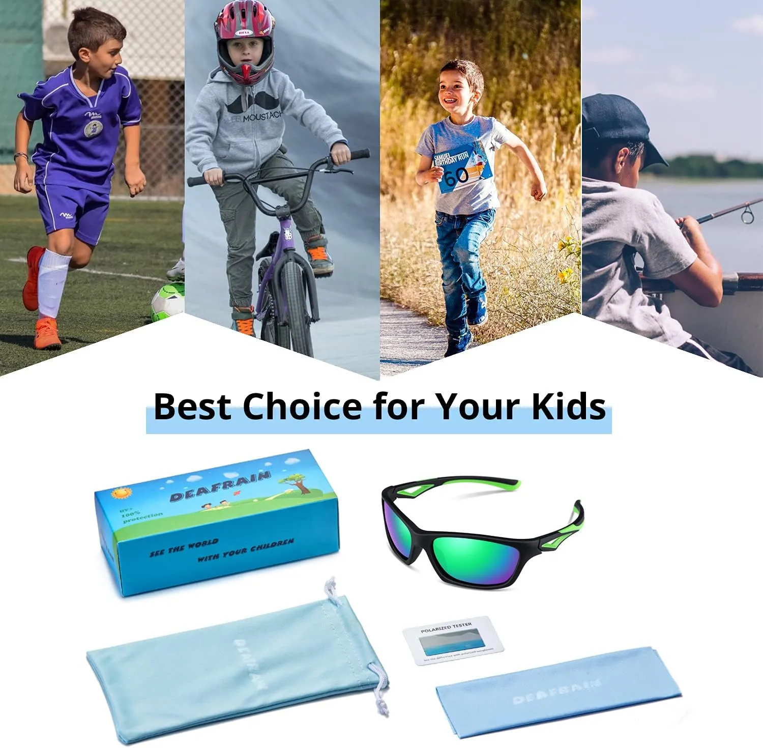 Kids Polarized Sunglasses TPEE Unbreakable Flexible Sport Glasses UV Protection for Boys Girls Age 3-7