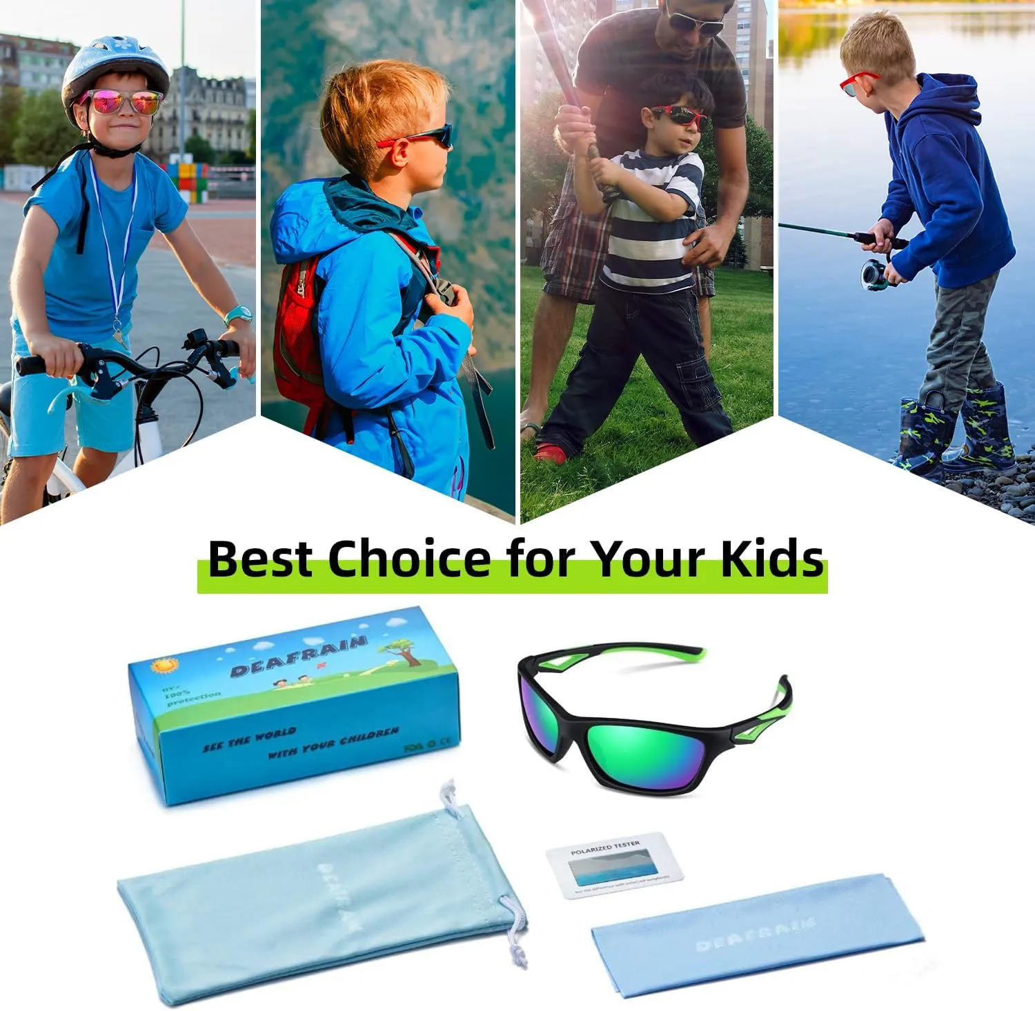 Kids Polarized Sunglasses TPEE Unbreakable Flexible Sport Glasses UV Protection for Boys Girls Age 3-7