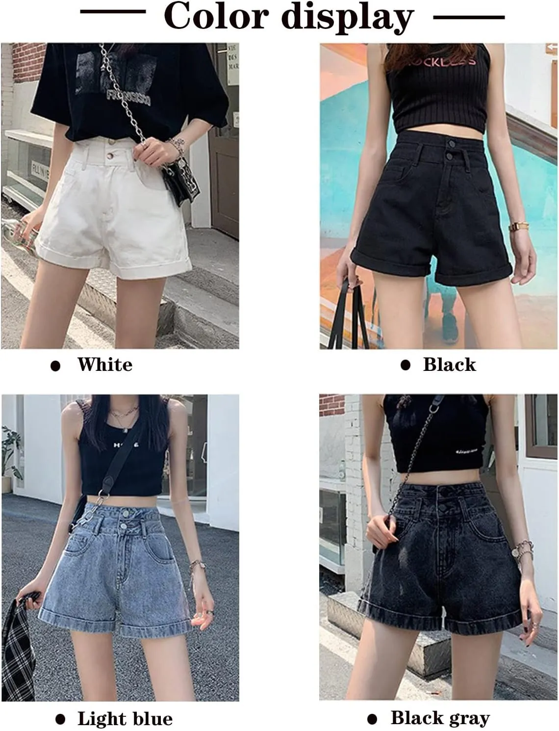 Korean Version Denim Shorts Women's Summer high Waisted Slim Fitting Folding Shorts Women's Casual Shorts