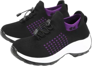 Kubbon Women Footwear Non Slip Slip on Sock Sneakers Arch Support Walking Shoes Lightweight Mesh Sneakers Antiskid Wedge Running Footwear for Plantar Fasciitis