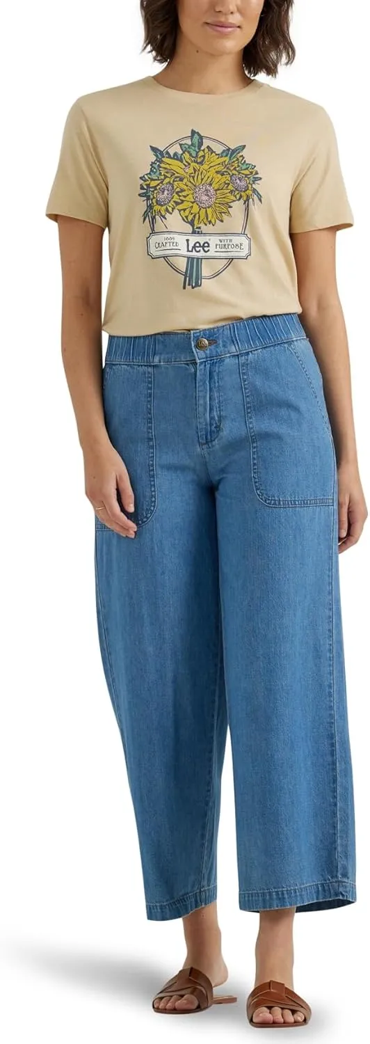 Lee Women's Ultra Lux Comfort Wide Leg Utility Crop Capri Pant