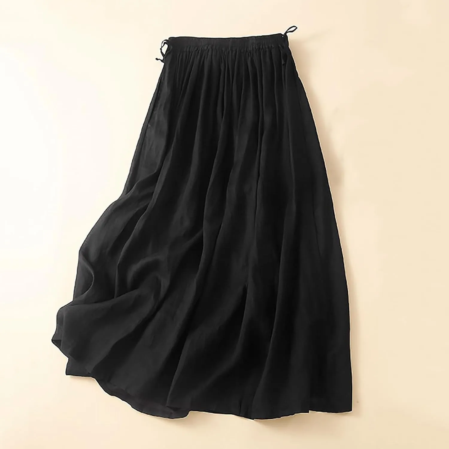 Linen Maxi Skirts for Women 2025 Summer Boho Elastic Waist Skirts Plus Size Trendy Casual Loose Long Skirt Dress