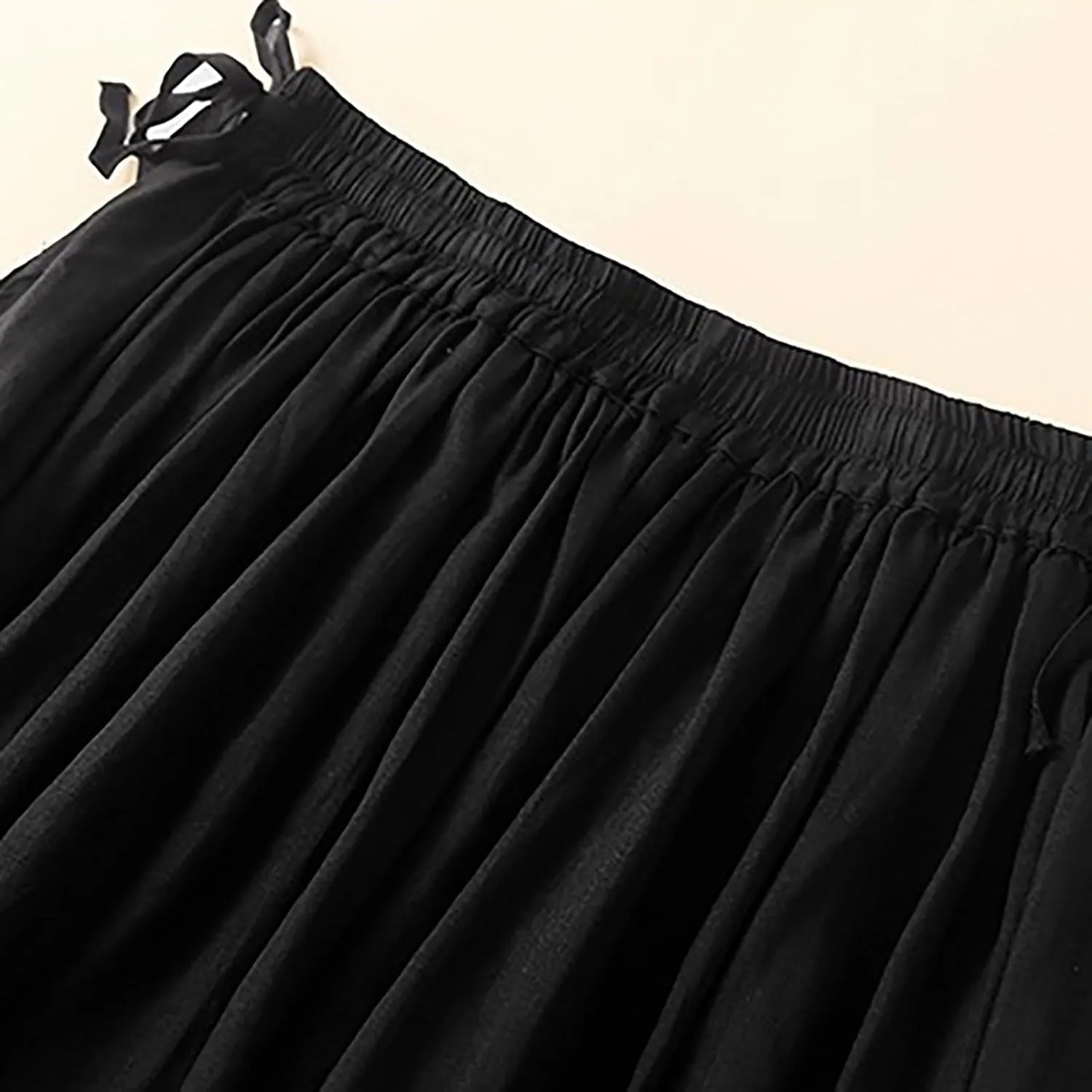 Linen Maxi Skirts for Women 2025 Summer Boho Elastic Waist Skirts Plus Size Trendy Casual Loose Long Skirt Dress
