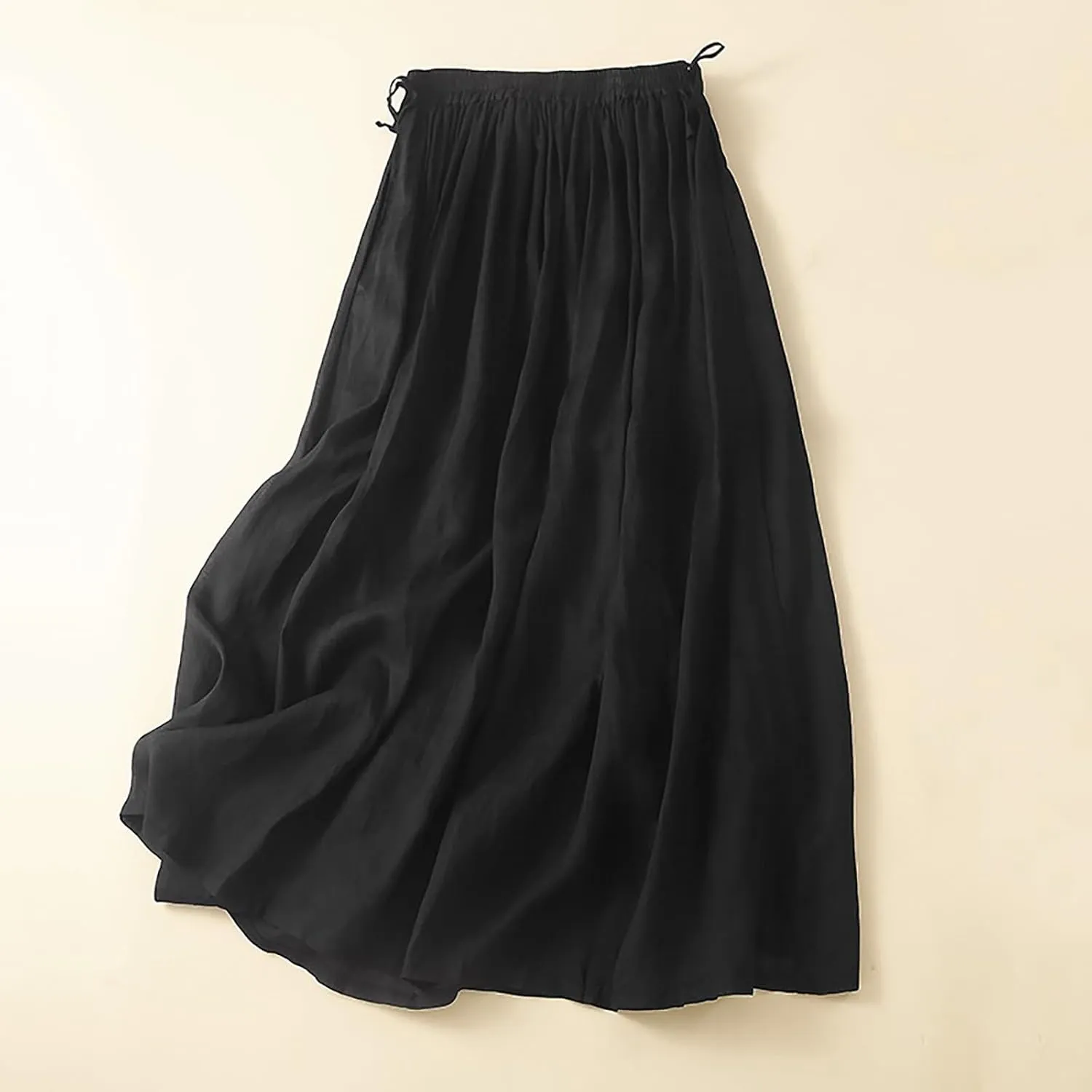 Linen Maxi Skirts for Women 2025 Summer Boho Elastic Waist Skirts Plus Size Trendy Casual Loose Long Skirt Dress