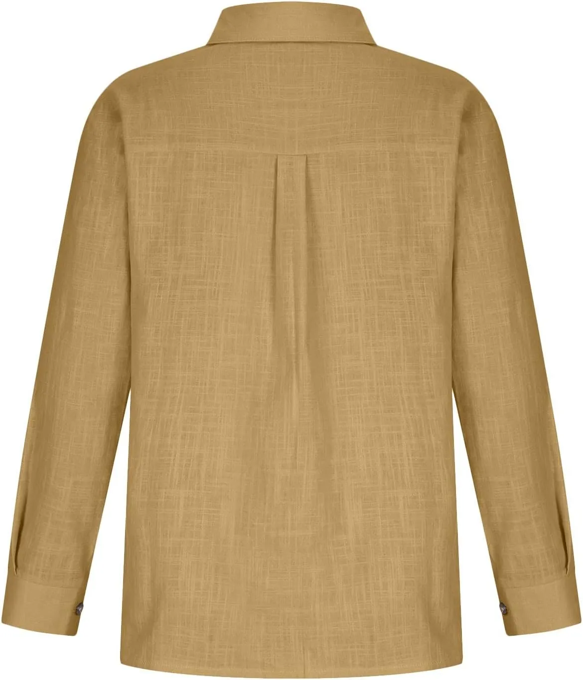 Linen Shirts for Women Trendy Solid Long Sleeve Collared Button Down Shirts Ladies Tops and Blouses Summer Clothes