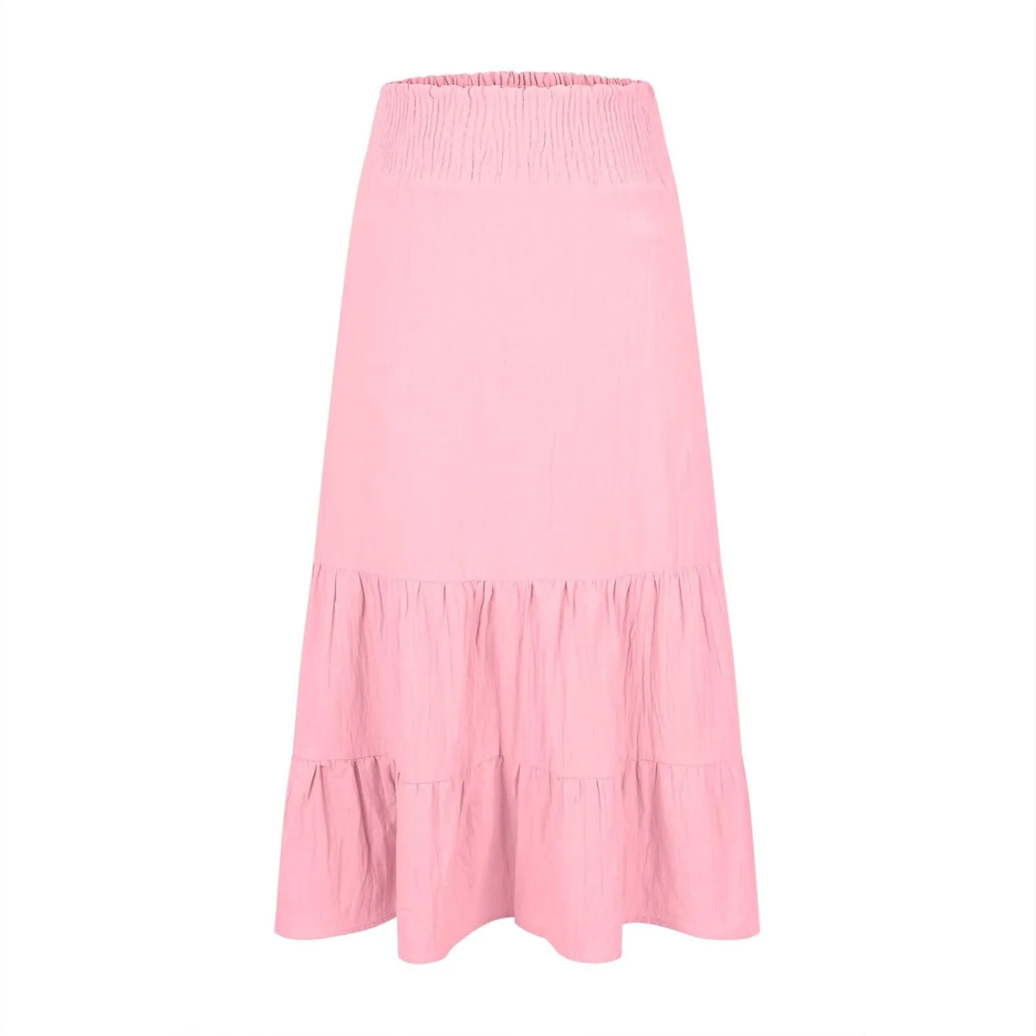 Lmdudan 2025 Women Summer Casual Elegant Smock Layered Tiered Maxi Skirt High Waisted A Line Flowy Long Skirts with Pockets