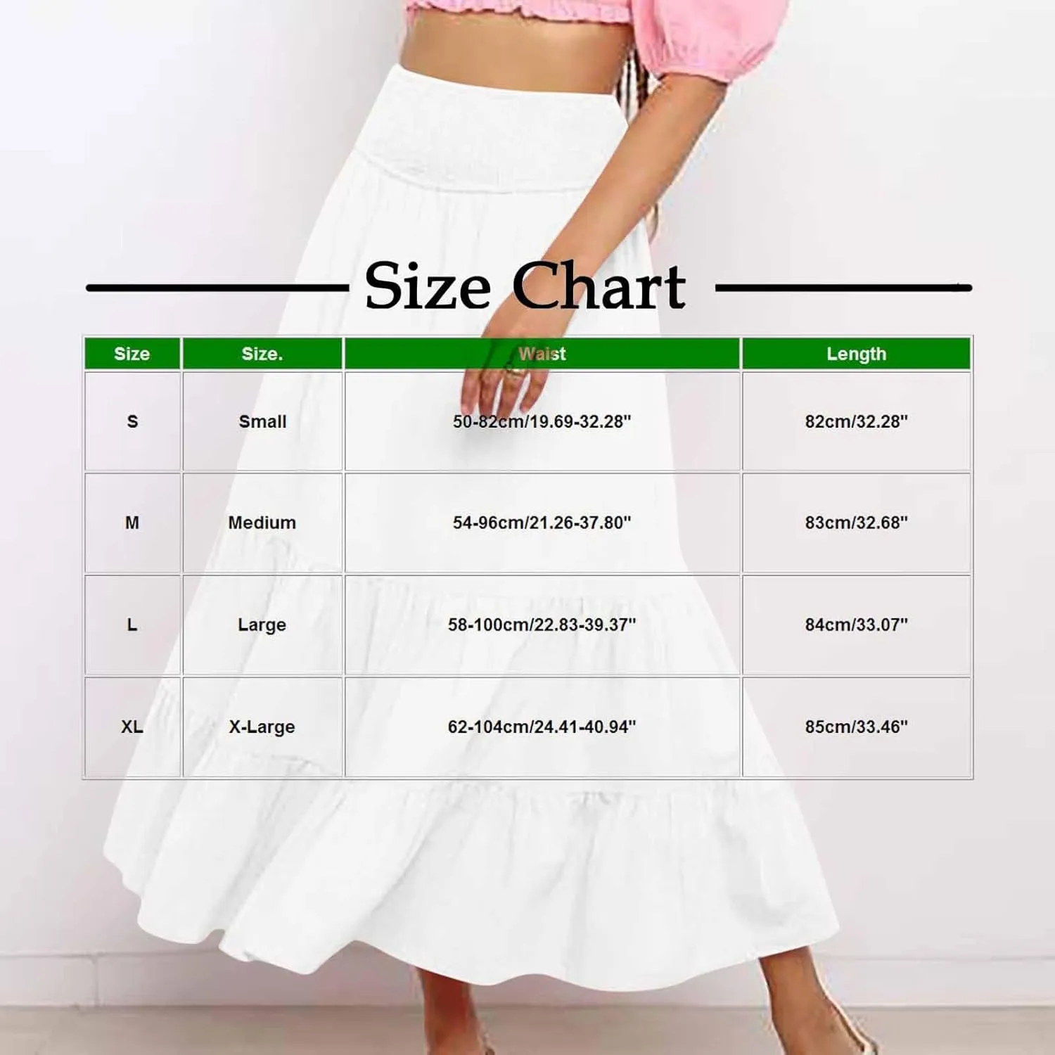 Lmdudan 2025 Women Summer Casual Elegant Smock Layered Tiered Maxi Skirt High Waisted A Line Flowy Long Skirts with Pockets