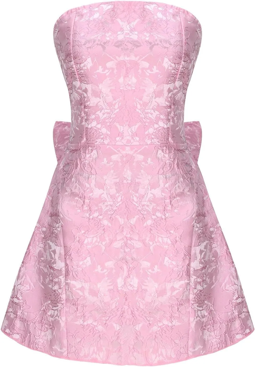 Lmdudan Strapless Satin Mini Homecoming Dress for Women Girls Cocktail Skirts 2025 Sexy Jacquard Mini Skirt with Bow