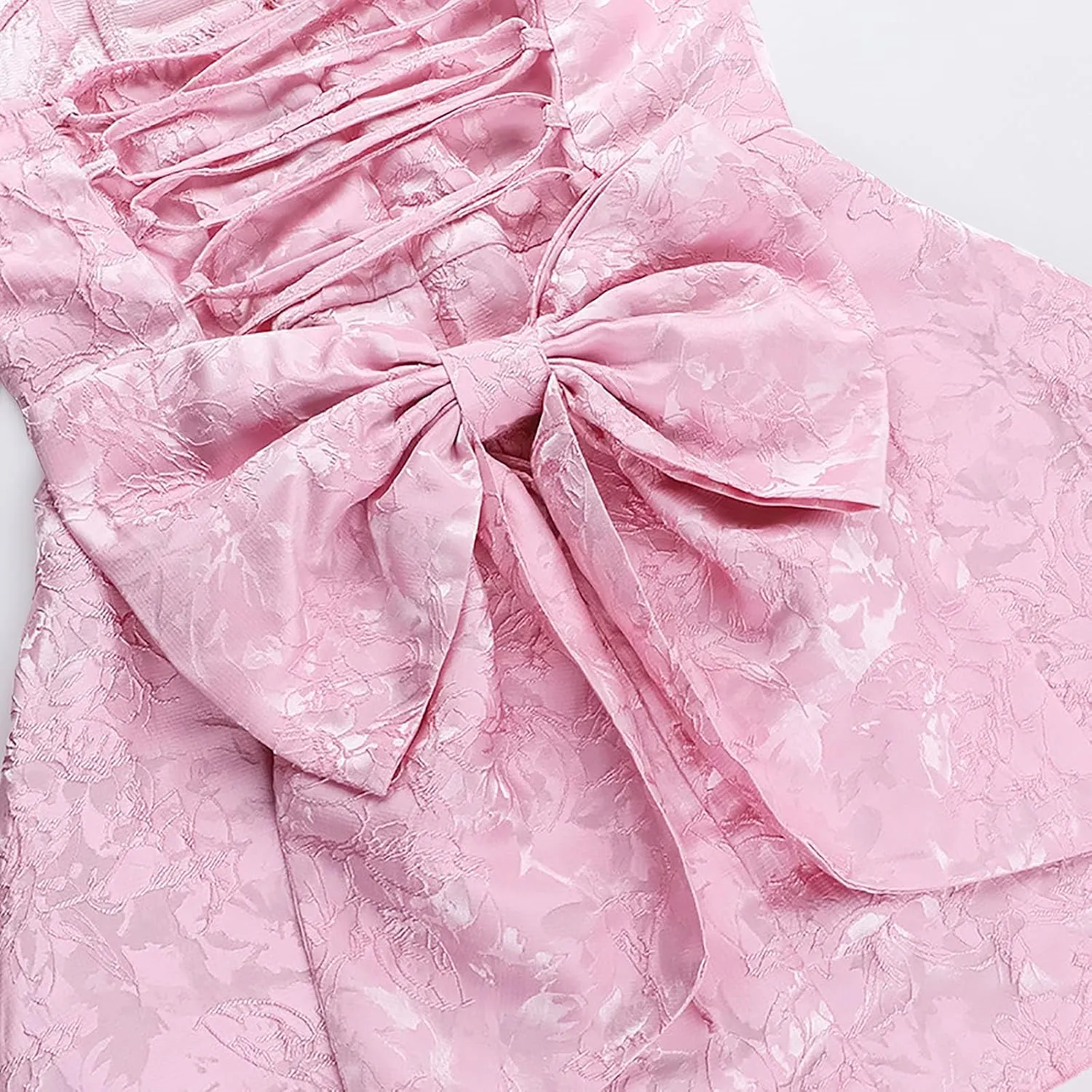 Lmdudan Strapless Satin Mini Homecoming Dress for Women Girls Cocktail Skirts 2025 Sexy Jacquard Mini Skirt with Bow