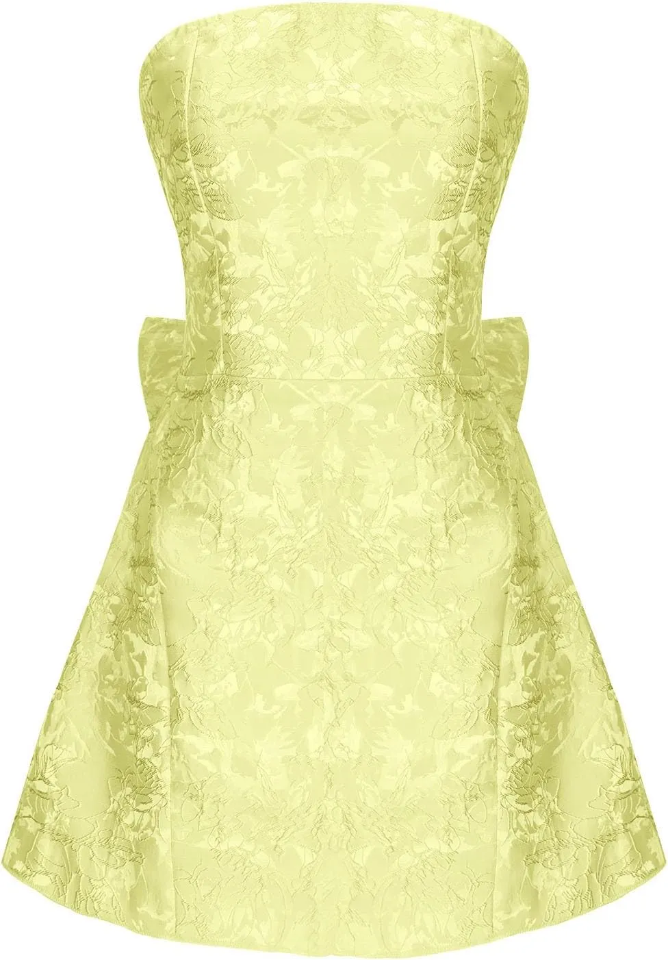 Lmdudan Strapless Satin Mini Homecoming Dress for Women Girls Cocktail Skirts 2025 Sexy Jacquard Mini Skirt with Bow
