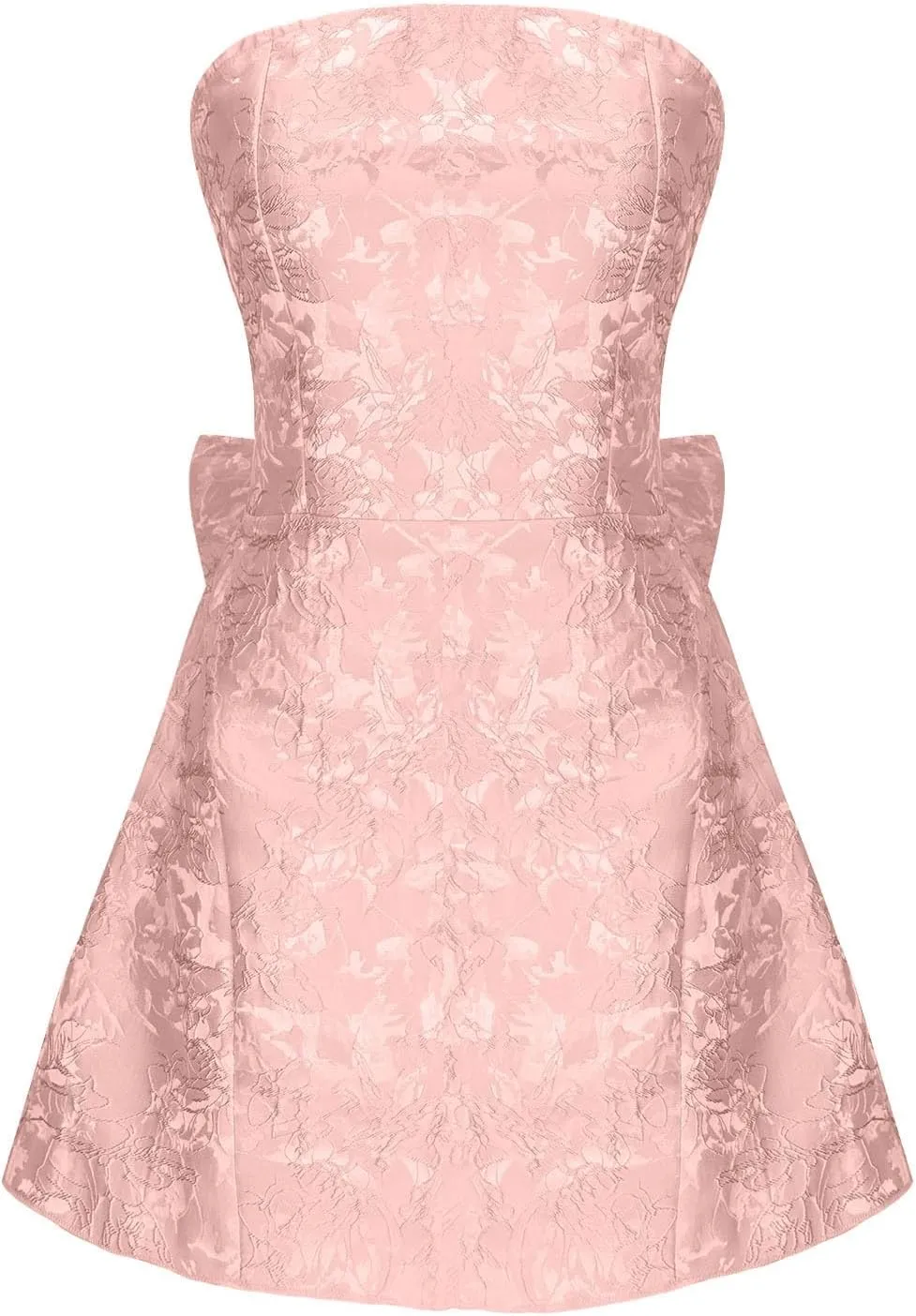 Lmdudan Strapless Satin Mini Homecoming Dress for Women Girls Cocktail Skirts 2025 Sexy Jacquard Mini Skirt with Bow