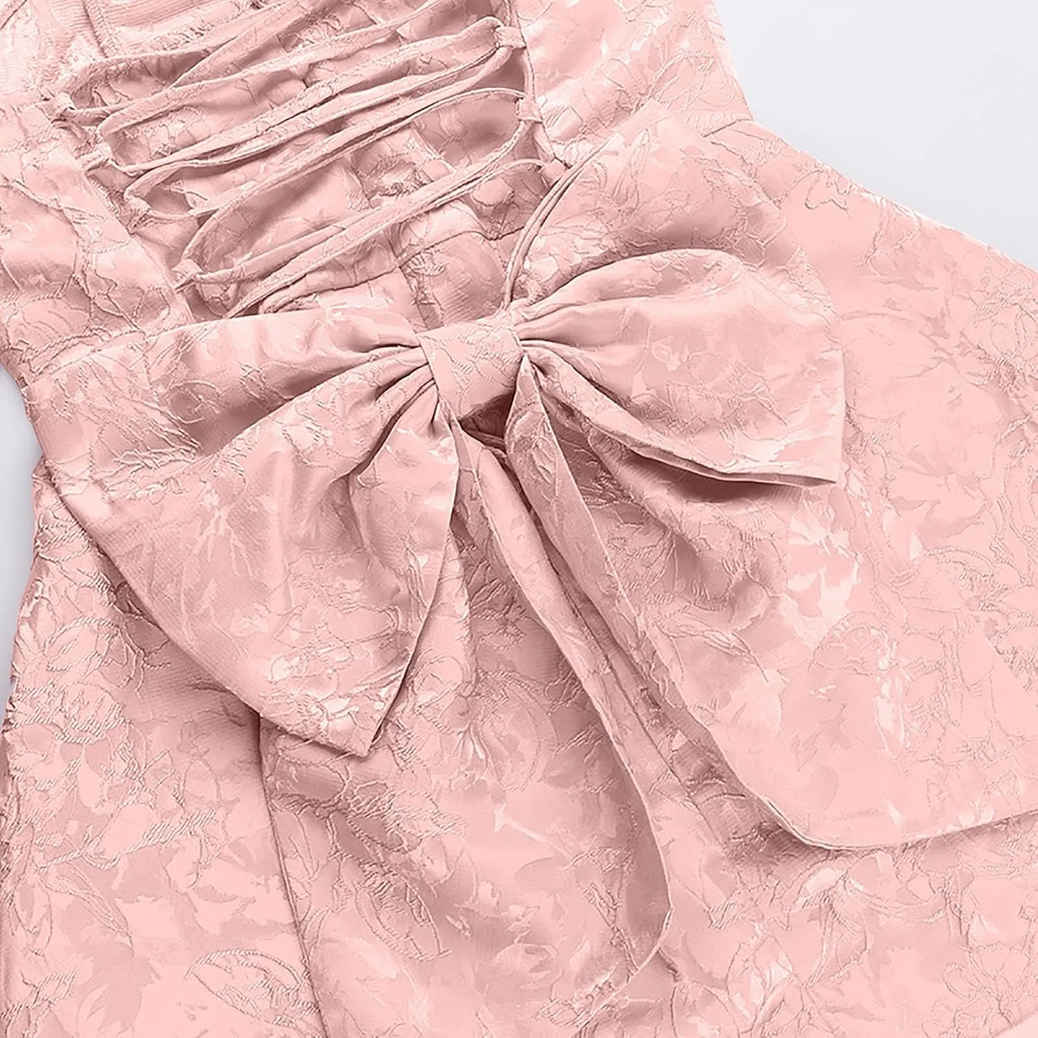 Lmdudan Strapless Satin Mini Homecoming Dress for Women Girls Cocktail Skirts 2025 Sexy Jacquard Mini Skirt with Bow