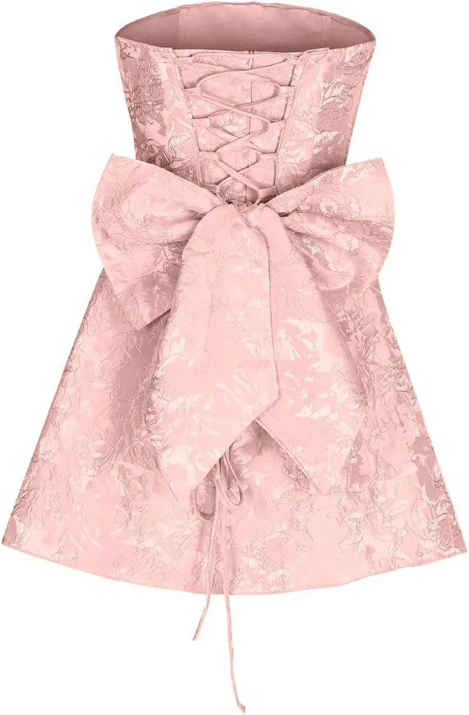 Lmdudan Strapless Satin Mini Homecoming Dress for Women Girls Cocktail Skirts 2025 Sexy Jacquard Mini Skirt with Bow