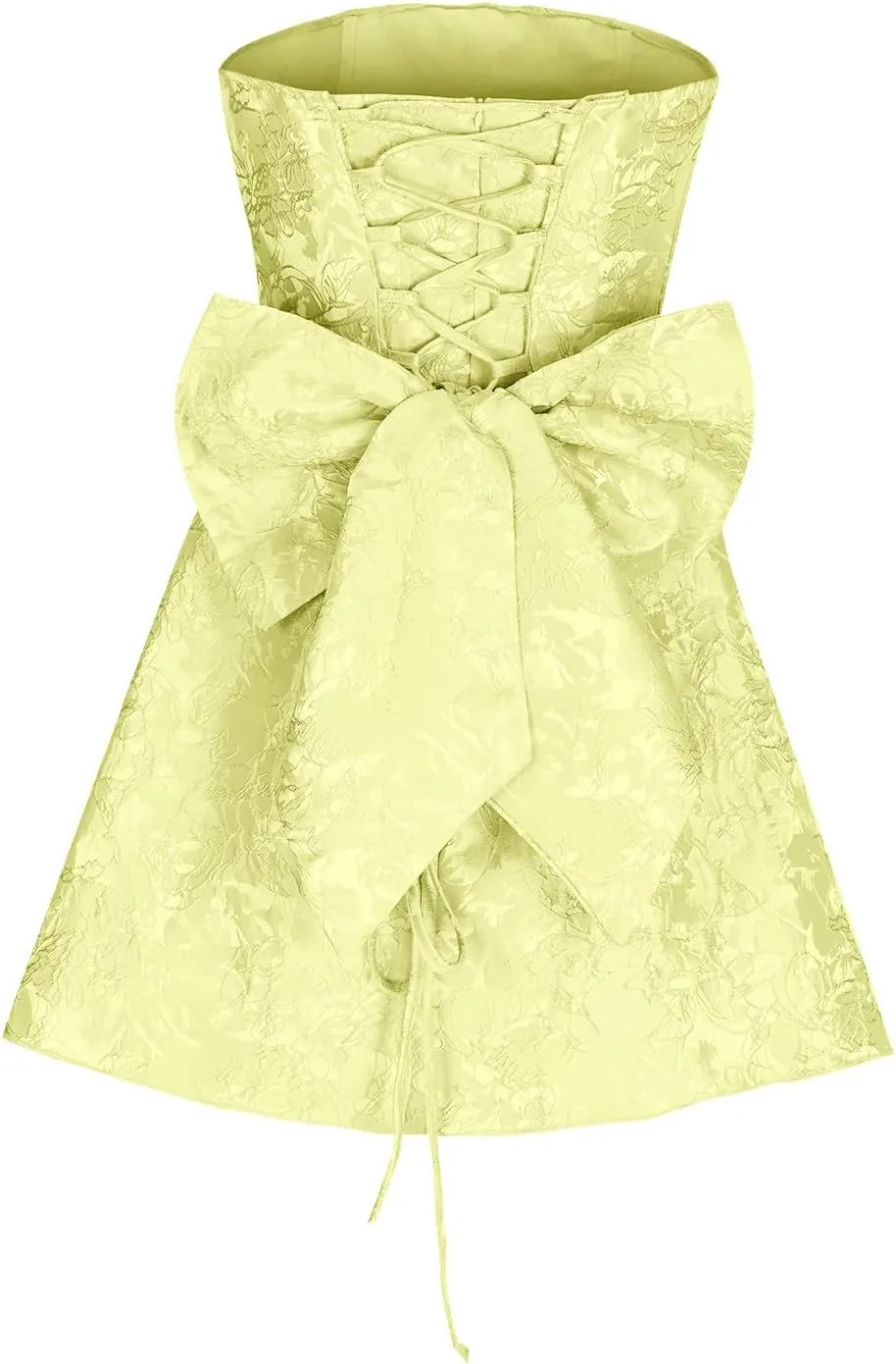 Lmdudan Strapless Satin Mini Homecoming Dress for Women Girls Cocktail Skirts 2025 Sexy Jacquard Mini Skirt with Bow
