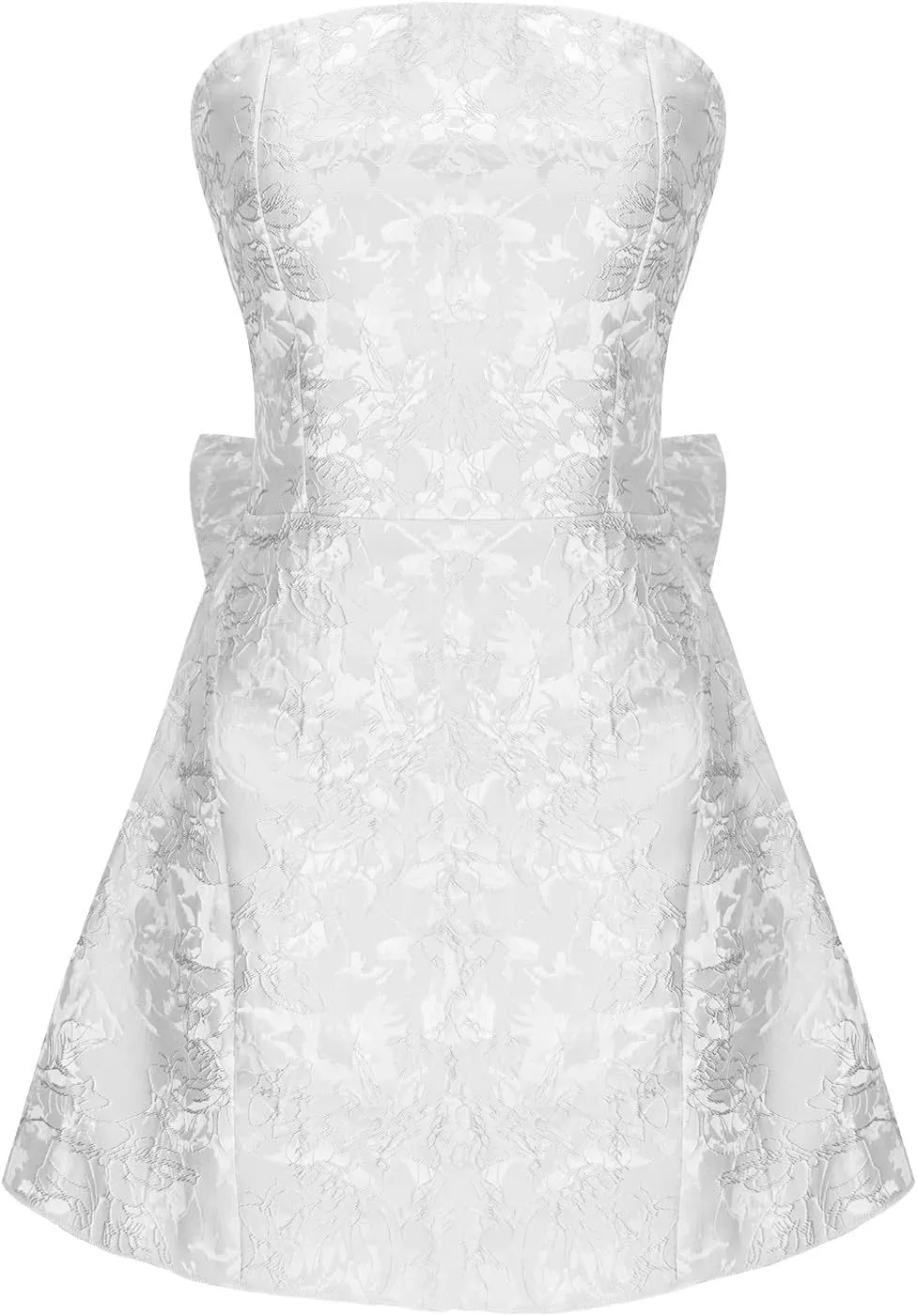 Lmdudan Strapless Satin Mini Homecoming Dress for Women Girls Cocktail Skirts 2025 Sexy Jacquard Mini Skirt with Bow