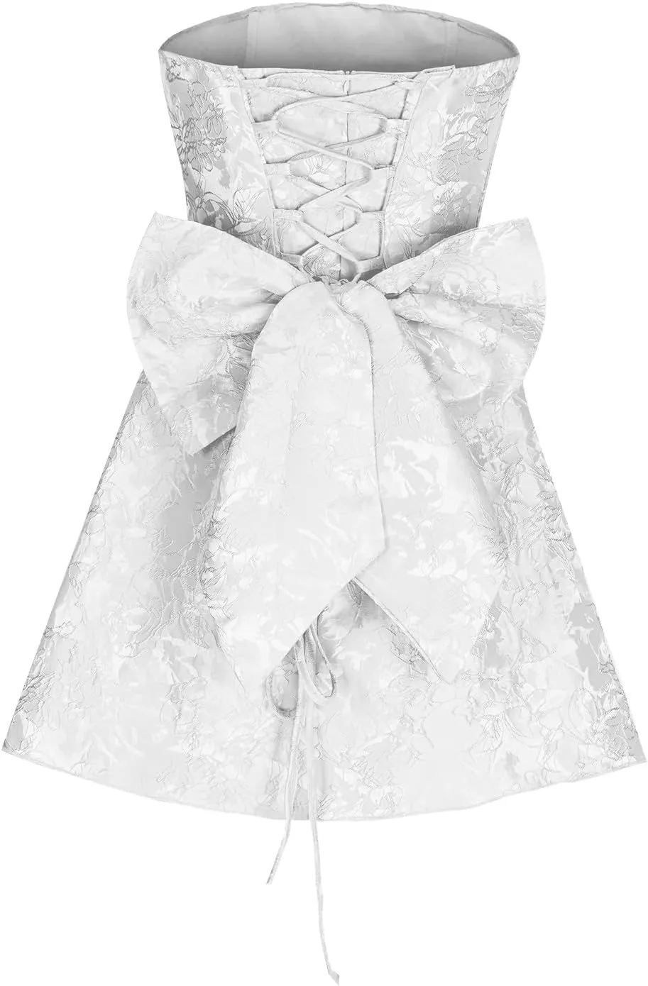 Lmdudan Strapless Satin Mini Homecoming Dress for Women Girls Cocktail Skirts 2025 Sexy Jacquard Mini Skirt with Bow