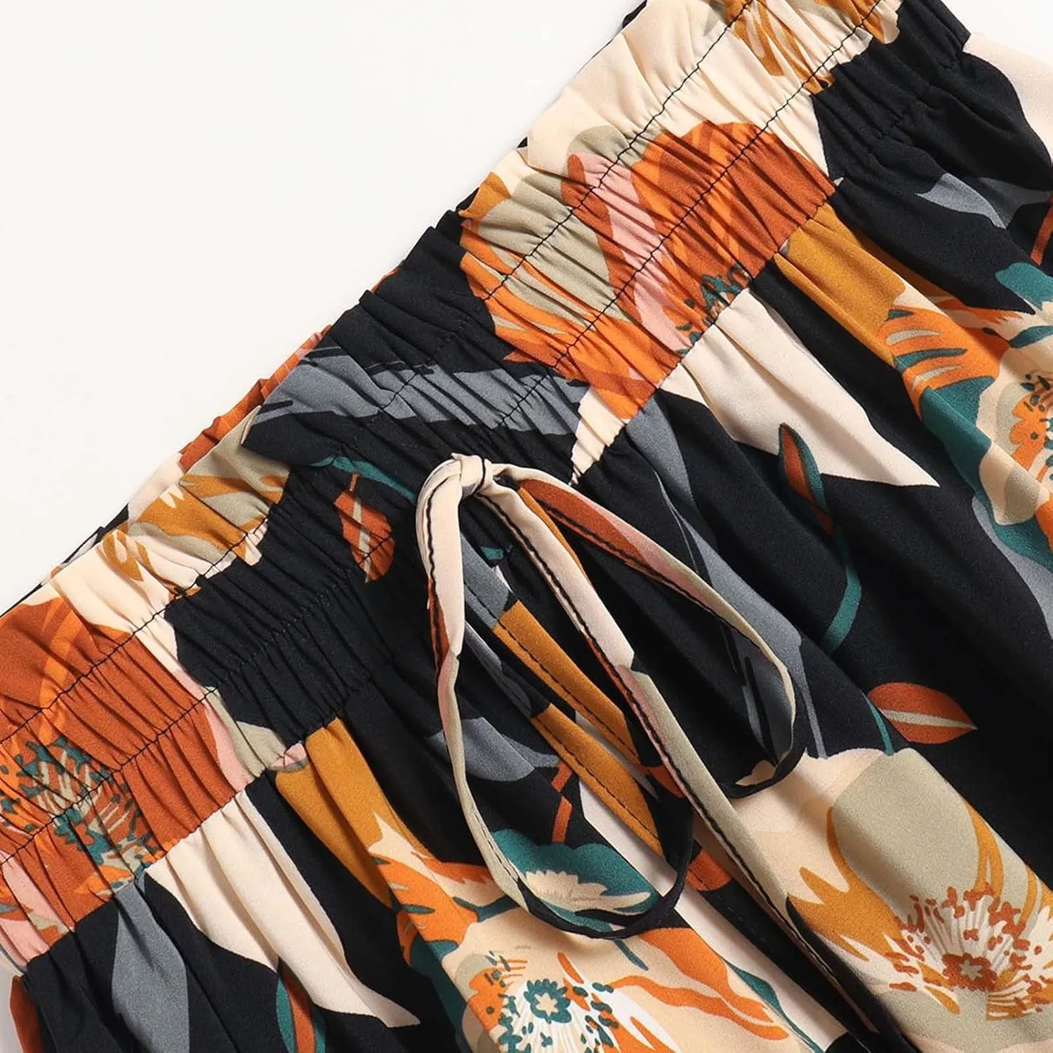 Long Skirt for Women Summer Trendy Bohemian Floral Print High Elastic Waist A-Line Loose Casual Boha Skirts for Vacation