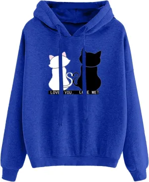 Long Sleeve Hoodie Sweatshirts for Women Fall Drawstring Pullover Sweatshirts Trendy Funny Printed Streetwear Shirts