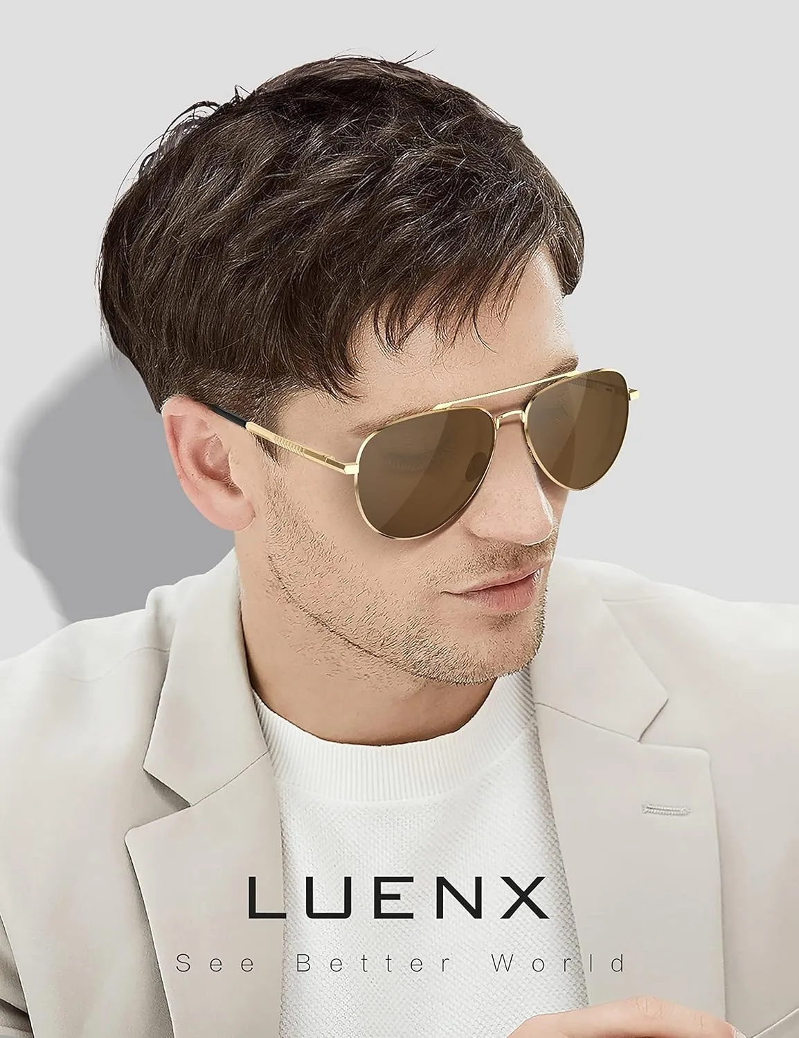 LUENX Aviator Sunglasses for Men Women Polarized Driving Classic Shades - UV 400 Protection with Accessories 60MM