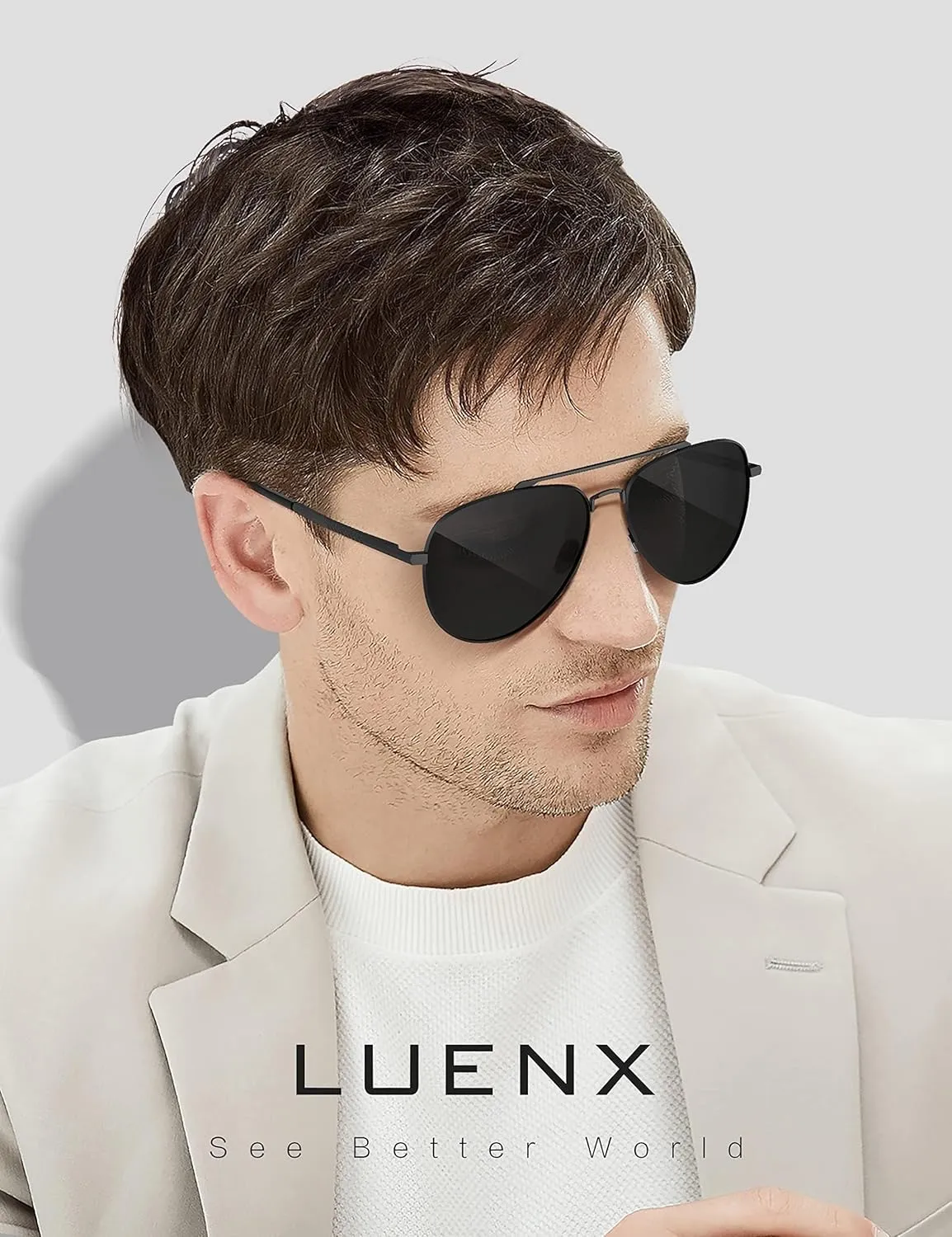 LUENX Aviator Sunglasses for Men Women Polarized Driving Classic Shades - UV 400 Protection with Accessories 60MM