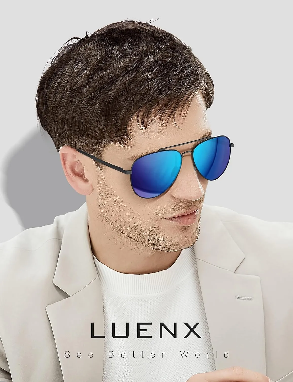LUENX Aviator Sunglasses for Men Women Polarized Driving Classic Shades - UV 400 Protection with Accessories 60MM