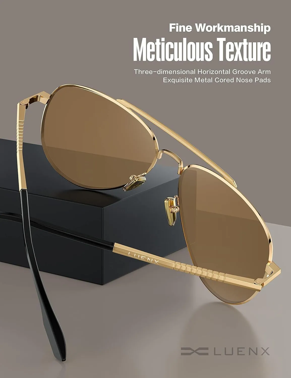 LUENX Aviator Sunglasses for Men Women Polarized Driving Classic Shades - UV 400 Protection with Accessories 60MM