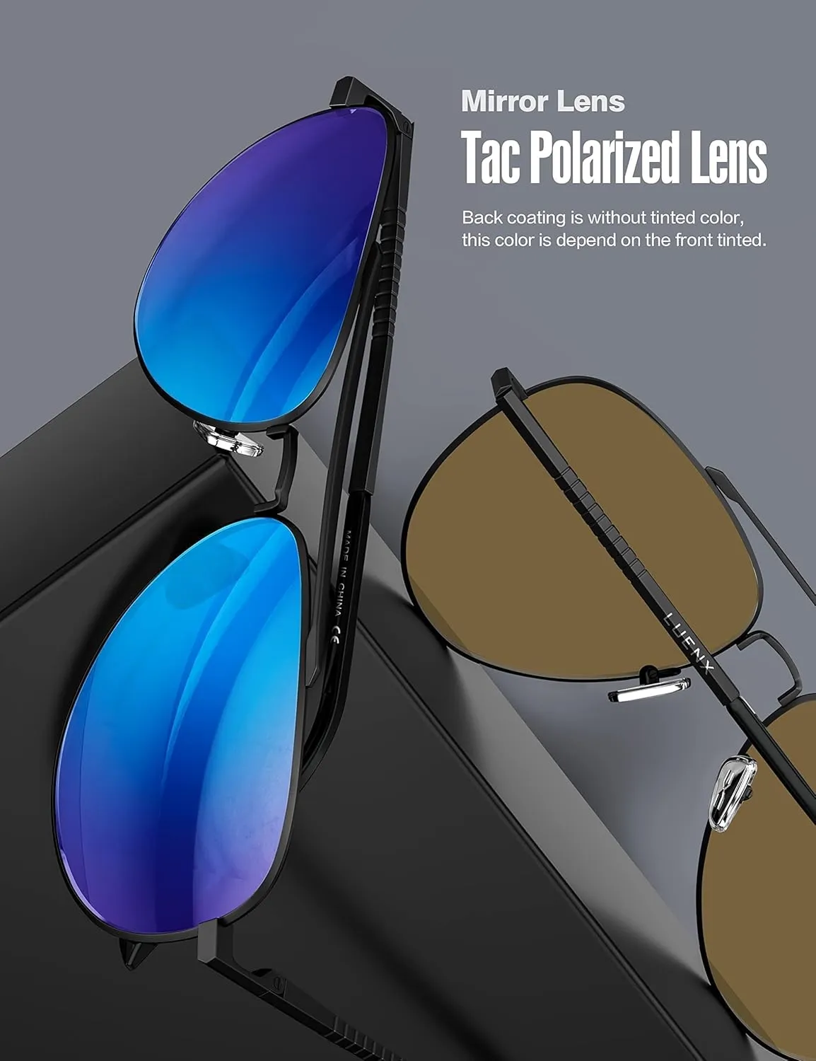 LUENX Aviator Sunglasses for Men Women Polarized Driving Classic Shades - UV 400 Protection with Accessories 60MM