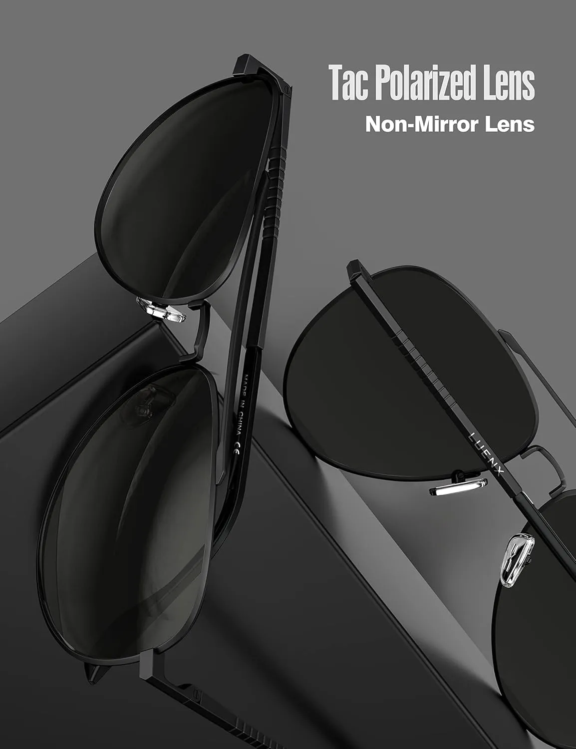 LUENX Aviator Sunglasses for Men Women Polarized Driving Classic Shades - UV 400 Protection with Accessories 60MM