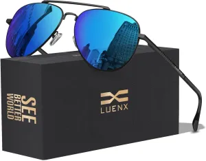 LUENX Aviator Sunglasses for Men Women Polarized Driving Classic Shades - UV 400 Protection with Accessories 60MM