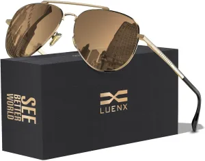 LUENX Aviator Sunglasses for Men Women Polarized Driving Classic Shades - UV 400 Protection with Accessories 60MM
