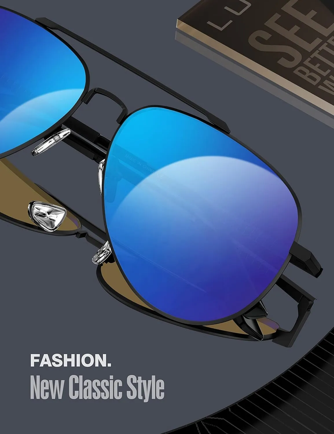 LUENX Aviator Sunglasses for Men Women Polarized Driving Classic Shades - UV 400 Protection with Accessories 60MM