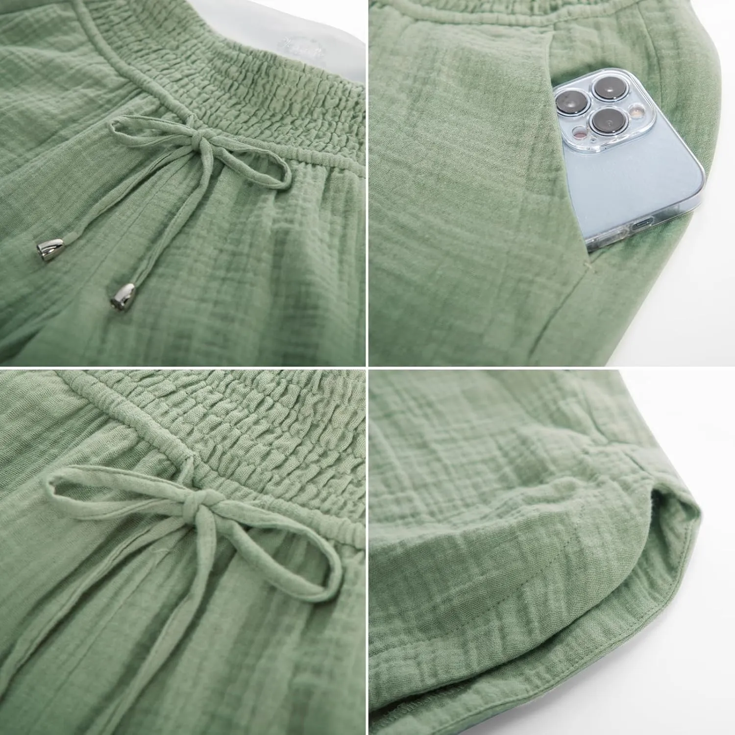 Maacie Maternity Shorts Underbelly Drawstring Elastic Waist Cotton Shorts with Pockets Summer Cute Beach Casual Shorts