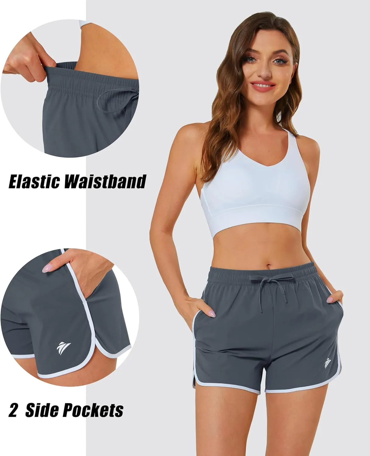 MAGCOMSEN Women's Athletic Shorts with Pockets Quick Dry Lightweight 3.5" Running Gym Workout Shorts Hiking Sport